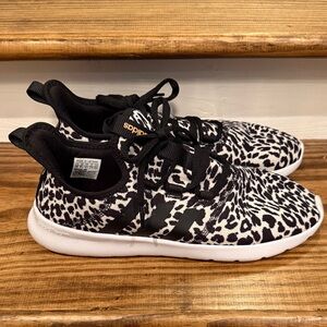 Adidas Cloudfoam Black and White Animal Print Sneakers